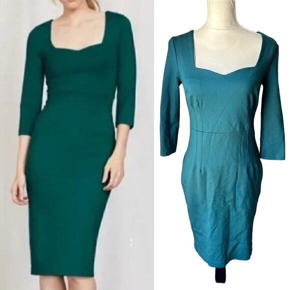 Boden Teal Rebecca Sweetheart Ponte Midi Sheath Dress - 6P - Picture 1 of 7